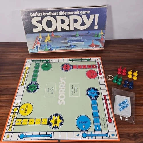 Vintage Sorry! Board Game Complete Classic Parker Brothers Hasbro 1972 Edition