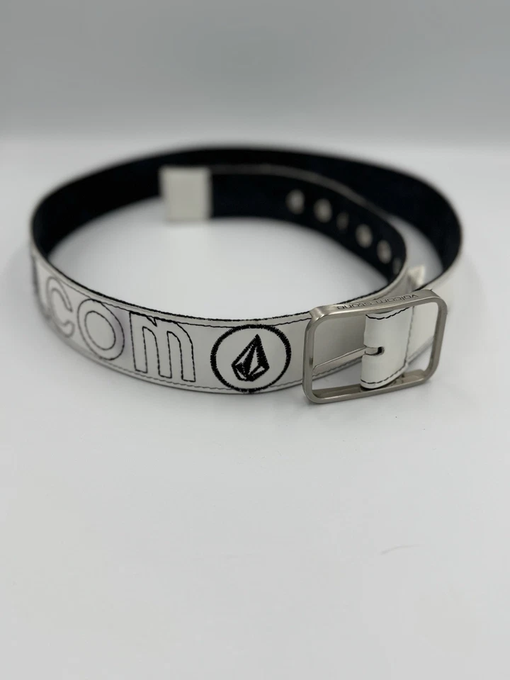 🔥 Raro Cinturón De Colección Y2K Volcom Stone Reversible Cuero y Lona Blanco, Gris/Negro Foto 2 de 4
