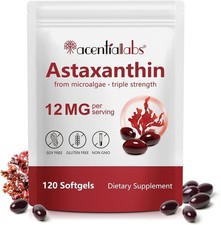 Astaxanthin Supplements 120 Softgels, Astaxanthin 12mg from Microalgae, Antio...