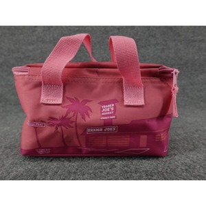 Trader Joes Mini Insulated Tote Bag Pink Pasadena Palm Trees Lunch Cooler Bag
