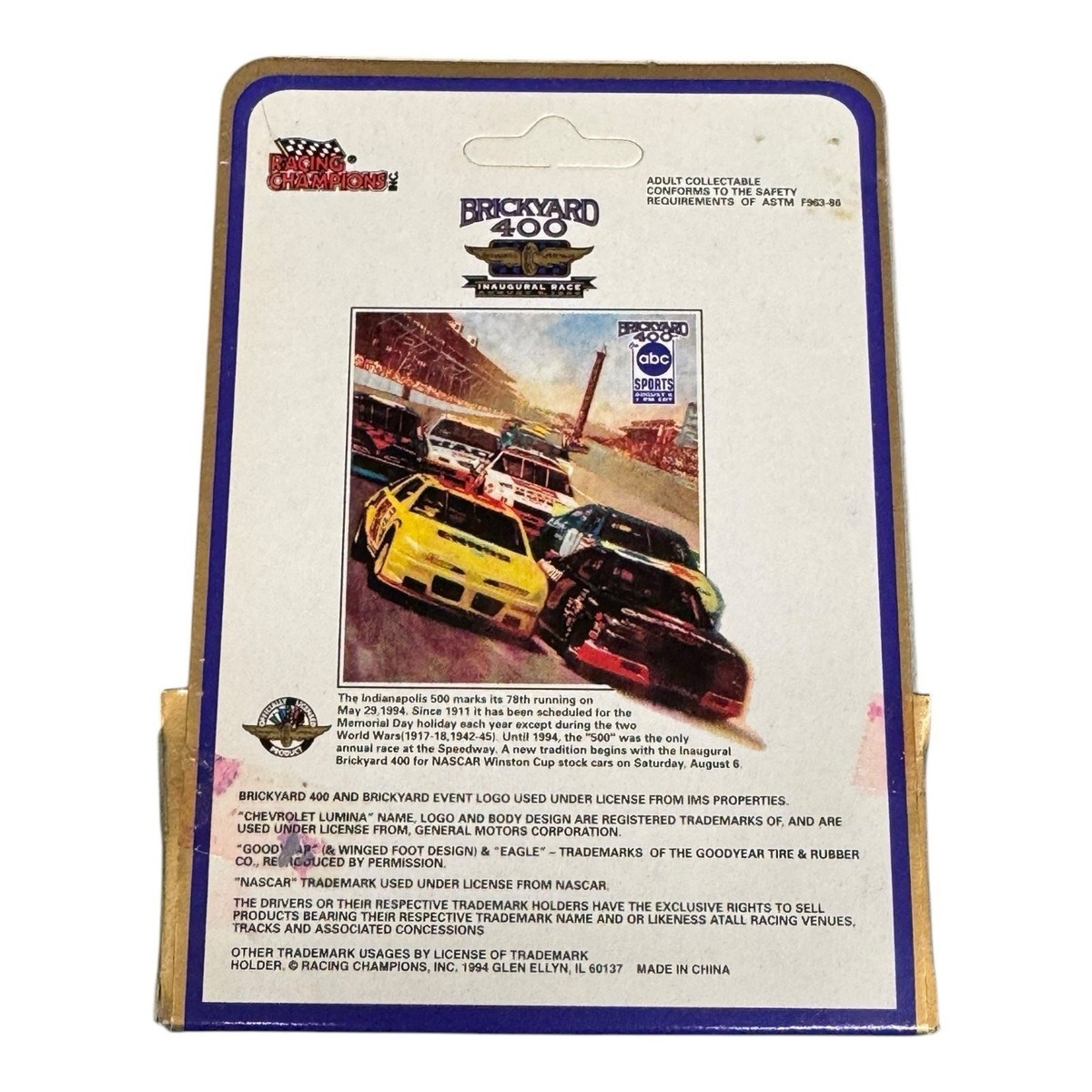 1994 Brickyard 400 Inaugural Race Racing Champions Nascar Stock