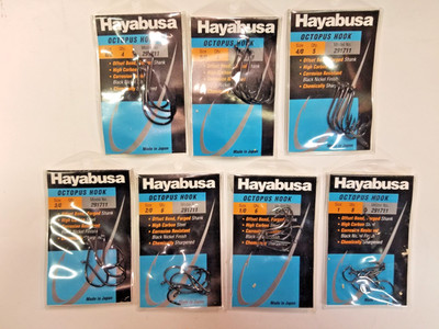 Hayabusa Octopus Hooks, Model No. 291711, 7 Pkgs, 7 Sizes, New in Pkg, Japan