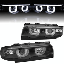 LED Angel Eyes Scheinwerfer Set f�r BMW 7er E38 1994�2001 Schwarz Halogen 3D