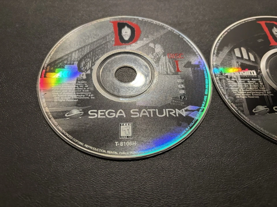 D (Sega Saturn, 1996) 1 & 2 Disc Horror Game Discs Only Tested Working Authentic - Image 3 of 4