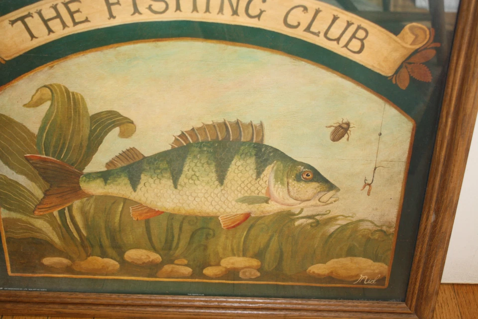 IMPRESIÓN ARTÍSTICA ENMARCADA DEL CLUB DE PESCA ENMARCADA BAJO CRISTAL 22,5" por 18,5"  Foto 2 de 4