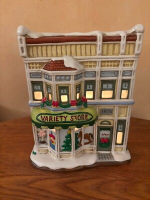 VTG Lefton Colonial Christmas Village Variety Store Lighted Porcelain 10827