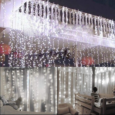 1500 Led Hanging Icicle Curtain Lights Outdoor Fairy String Lights