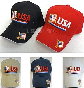Embroidered 3D USA Flag /& Bald Eagle Baseball Hat Cap w// Black Vent Holes BOXED