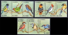 ZAMBIA 2000 singing BIRDS SC#898a-i mnh neuf ** 💲💲FREE SHIPPING💲💲