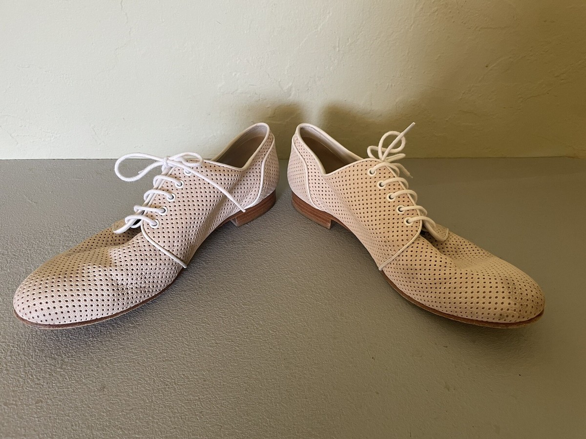 Fendi Cream Perforated Leather Tie Up Shoes size 40 | eBay