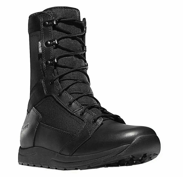 black leather duty boots