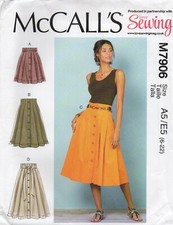 McCalls Sewing Pattern 7906 EASY High Waisted Pleated Skirts, Size 6 - 22 NEW