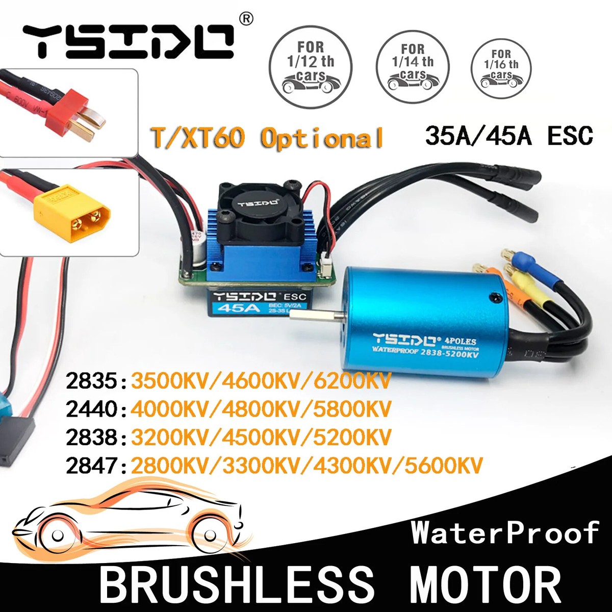 2435 2440 2838 2847 Brushless Motor 35A 45A ESC for Wltoys 124016