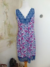 Womans Vintage Stretta Full Slip Floral Blue Purple Dress Chemise European SZ 51