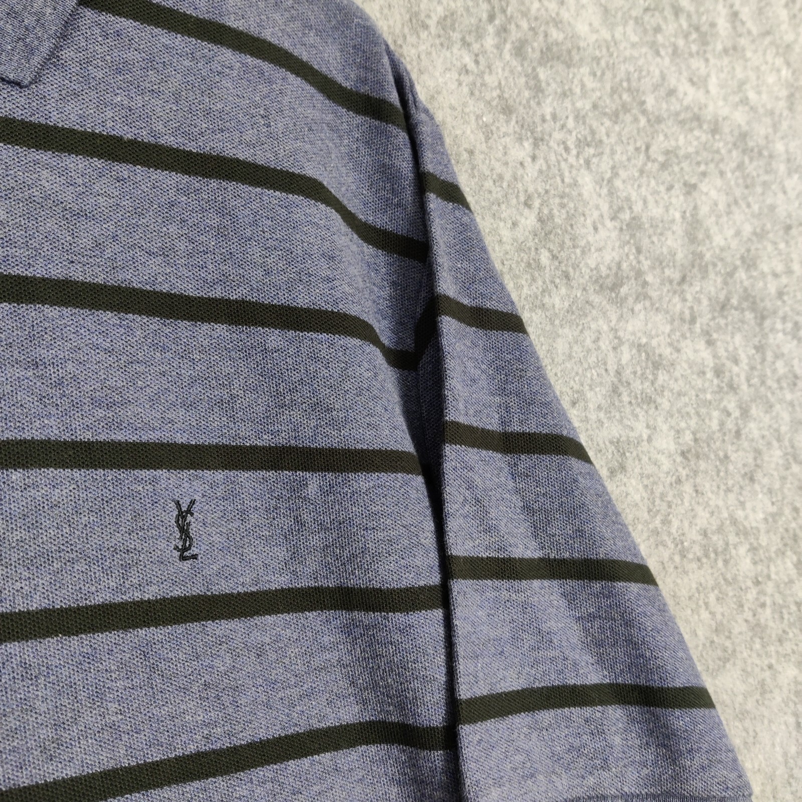 Polo vintage Yves Saint Laurent uomo grande blu a righe preppy top YSL