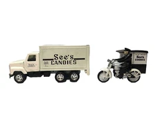 See’s Candies Metal Truck and Motorcycle Delivery the Ertl Company Used Vintage
