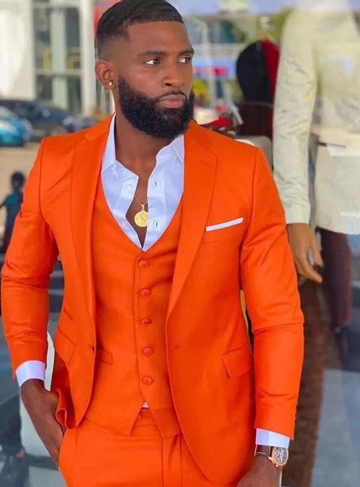 Trajes informales para hombre calce ajustado 3 piezas solapa pico boda novio graduación esmoquin Foto 2 de 4