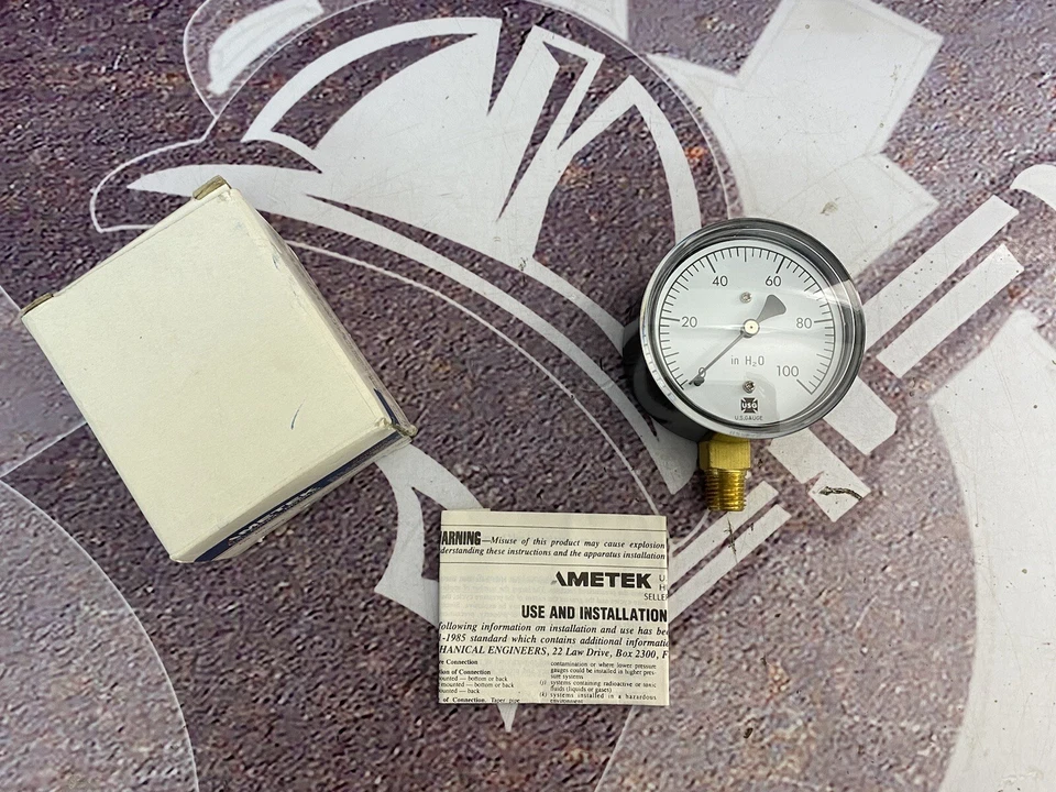 Ametek 161965 Pressure Gauge 0-100in H2O Conn. 1/4” NPT Size 2.5”  - Image 2 of 4