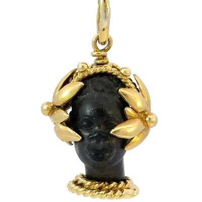 Vintage 18K Yellow Gold Blackamoor Pendant J394
