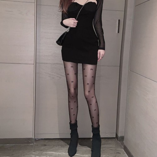 Fashion Women Lolita Girls Transparent Bow Stockings Thin Pantyhose Tights - Picture 8 of 15