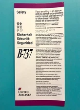 UNITED AIRLINES SAFETY CARD--737—1996