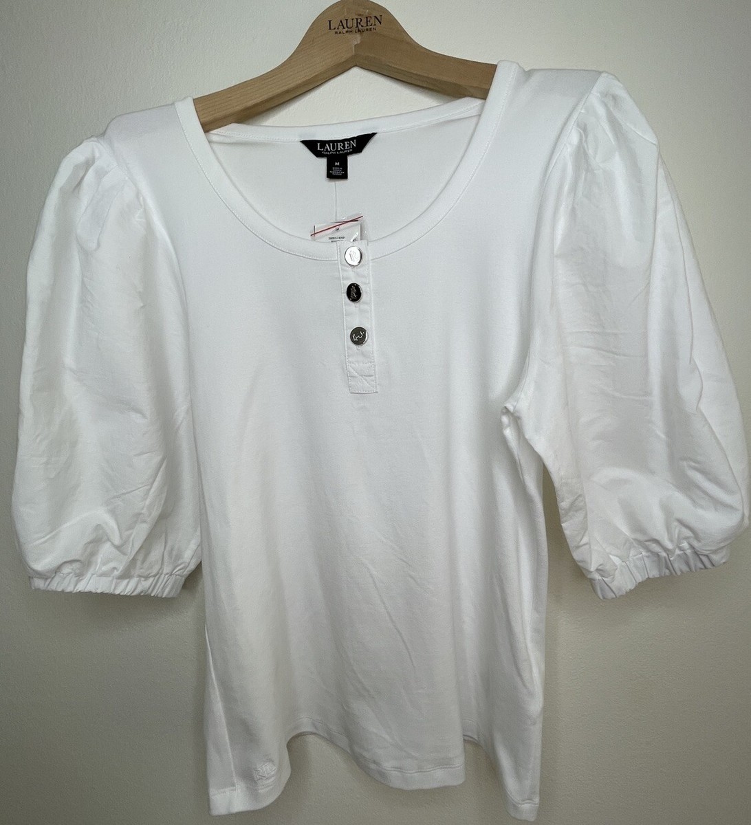Lauren Ralph Lauren Women's Stretch Cotton Puff-Sleeve