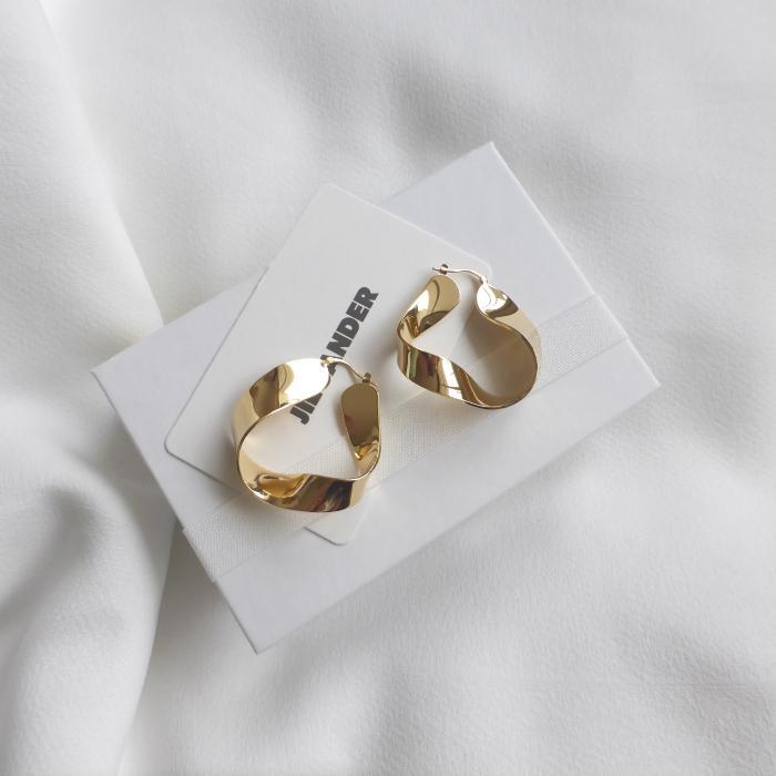 Jil Sander Hoop Twist Triangle Earrings Width 3.8cm x Height