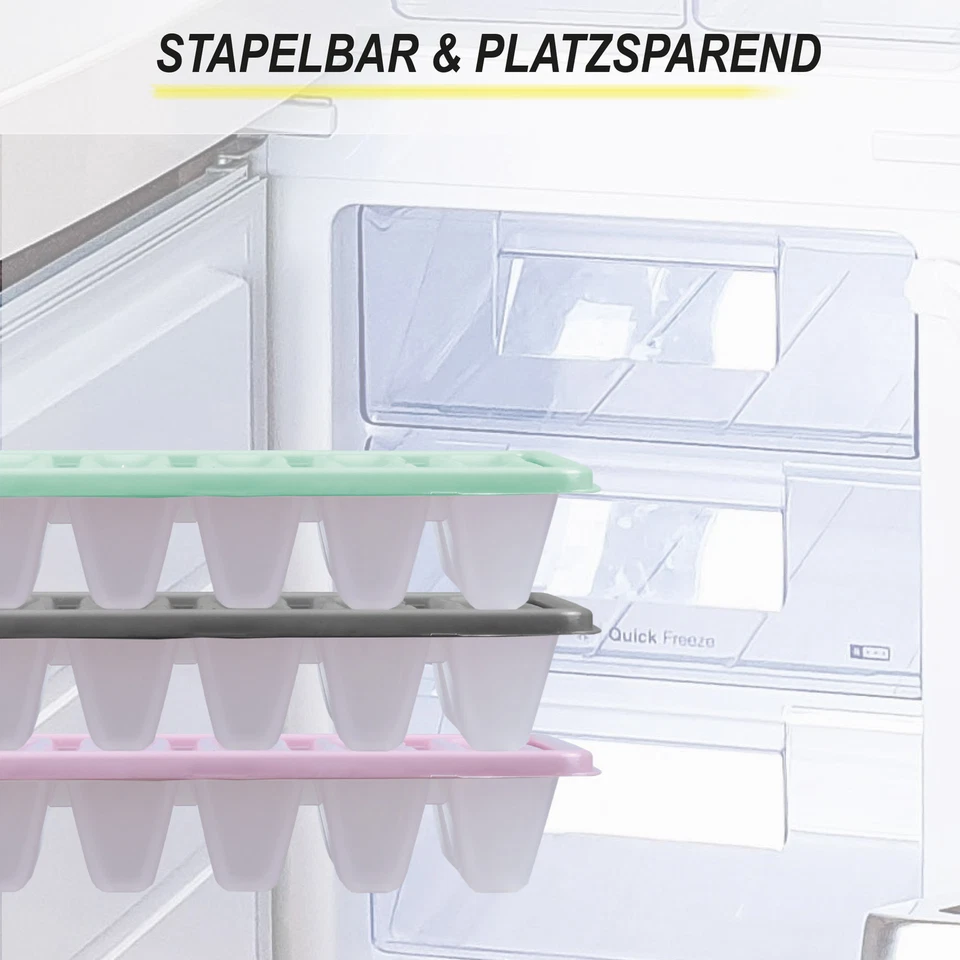 Eiswürfelform mit Deckel Eiswürfelbehälter Eiswürfelbox Ice Cube 25x10x3,5cm Eis - Bild 2 von 4