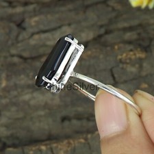 Black Onyx 925 Sterling Silver Boho Statement Handmade Blue Flash Gift Ring