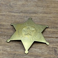 Vintage Solid Brass Texas Rangers 6-Point Star Kids Souvenir No Pin Back Patina