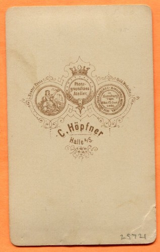 CDV Halle, Deutschland, Porträt von 2 Geschwistern, von Hopfner, um 1870er Jahre Backstamp - Bild 2 von 3