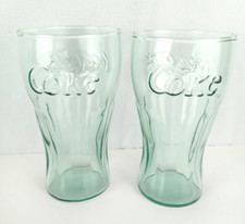 VTG Set Of 2 Libbey Coca-Cola 6” Green Tumbler Float Soda Retro 16 oz Glasses