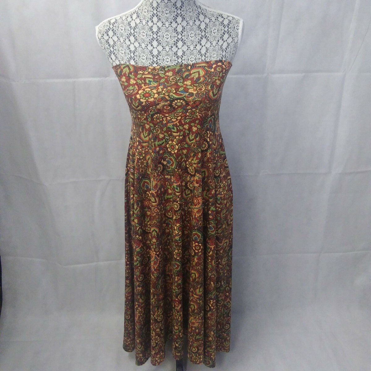LuLaRoe Maxi Dress Floral Paisley XXS Strapless Tube Top