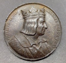 MEDAILLE UNIFACE PHILIPPE II DIT L'AUGUSTE ROI DE FRANCE Etain 50,3 mm
