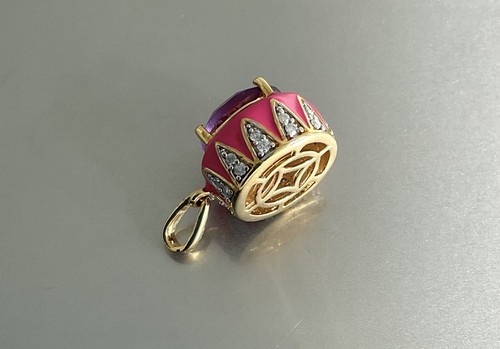 Amethyst, Moissanite, Pink Enameled Pendant 3.60 CTW 925 Silver Vermeil Plated - 第 10/17 張圖片
