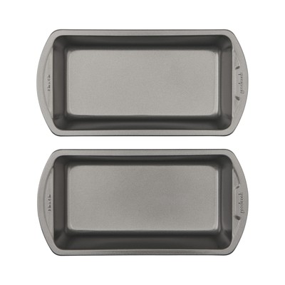 Set Of 2 Medium 8'' X 4'' Nonstick Steel Bread Loaf Pans Gray 4