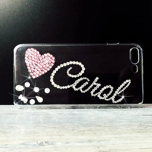 Funda Teléfono Personalizar Nombre Corazón Bling Logo Patrón Clase A Cristal Personalizar Foto 3 de 4