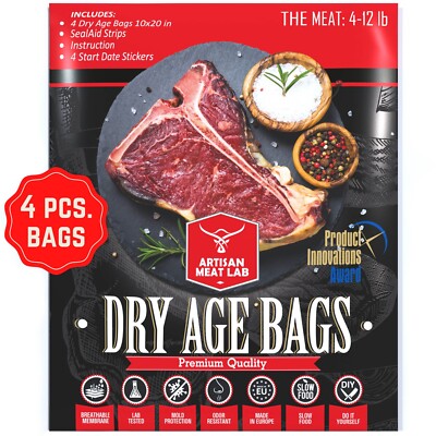 Dry Aging Bag steaks KIT make home easily & safely 4 pcs. bags 10x20 in 25x50 cm