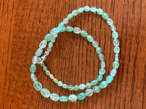 Green Mint Tsavorite Garnet Strand Necklace 15" Sterling Silver 4-8mm beads - Picture 4 of 9