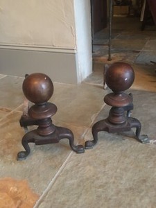 1800 S Vintage Fireplace Dog Irons Ebay