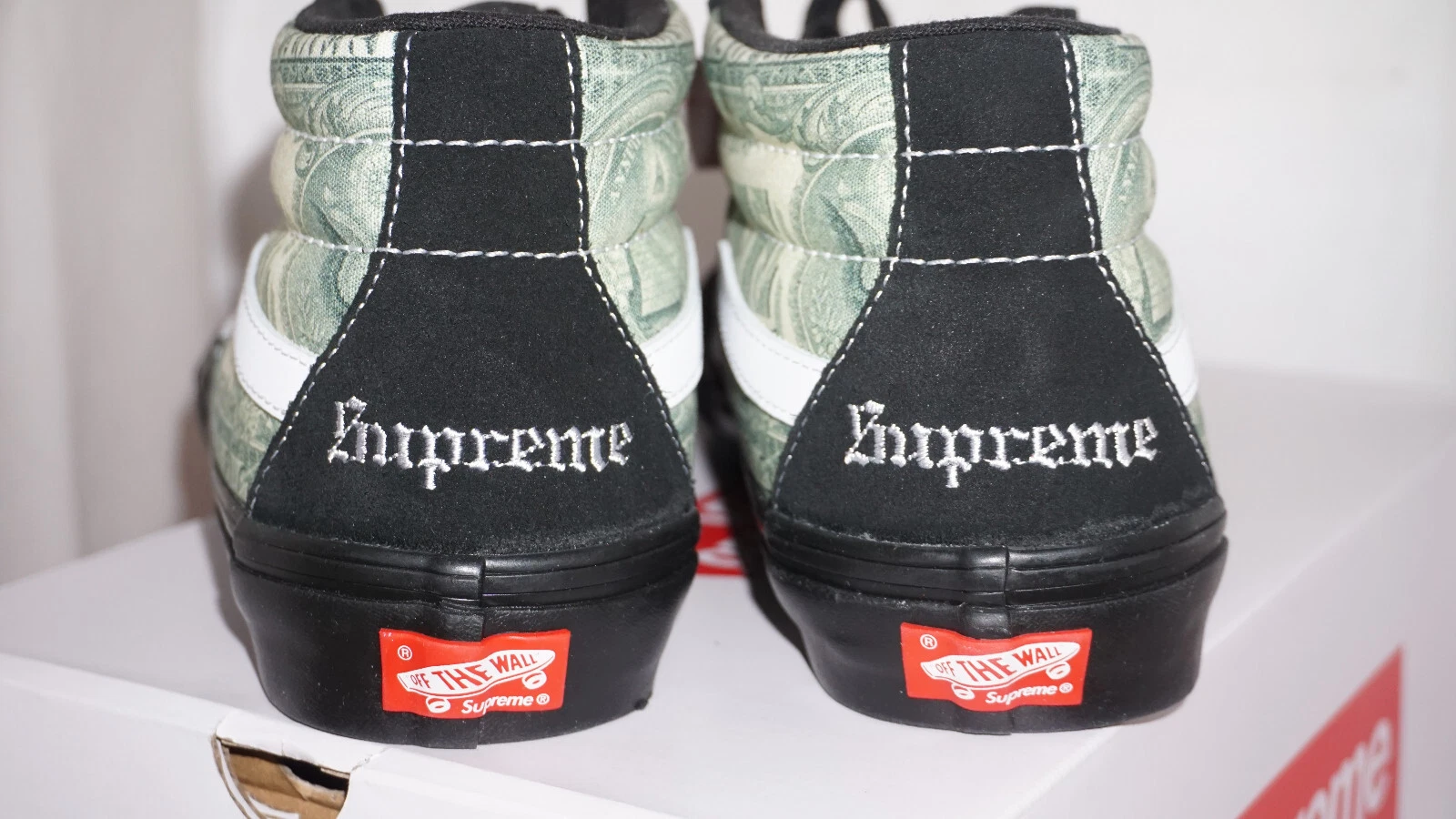 Supreme Vans Skate Grosso billet d'un dollar moyen noir pour hommes taille 10