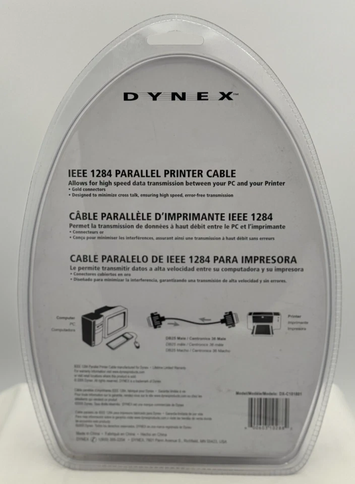 Dynex 6 FT IEEE 1284 Parallel Printer Cable - NEW! - Image 2 of 2