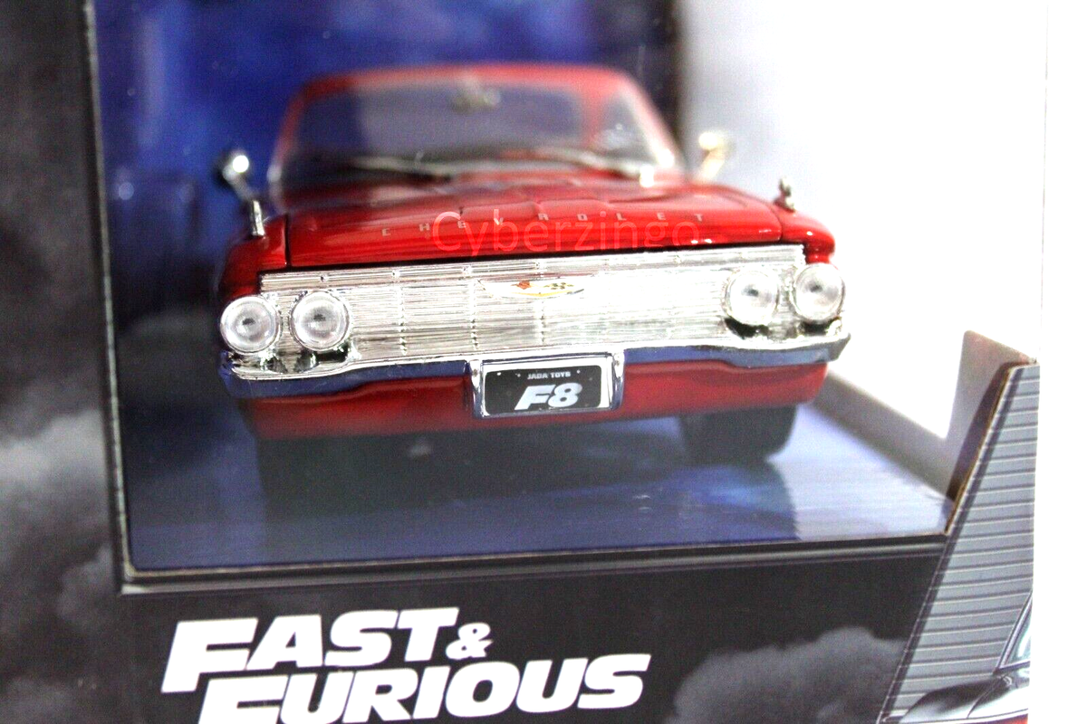Fast & Furious Jada 1:24 Dom's 1961 Chevy Impala Red Diecast Model