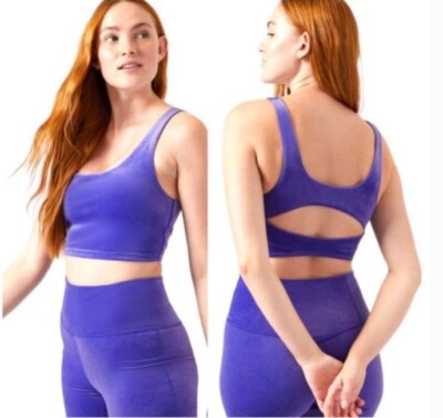 NEW Athleta Velvet Cut Out Crop D-DD Noble Blue-Purple XL $65