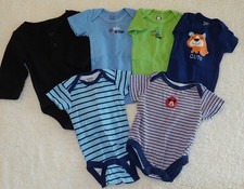 DISNEY, GERBER, GARANIMALS -Boy's Onsies LOT of 6 0/3 Months - LOT 6
