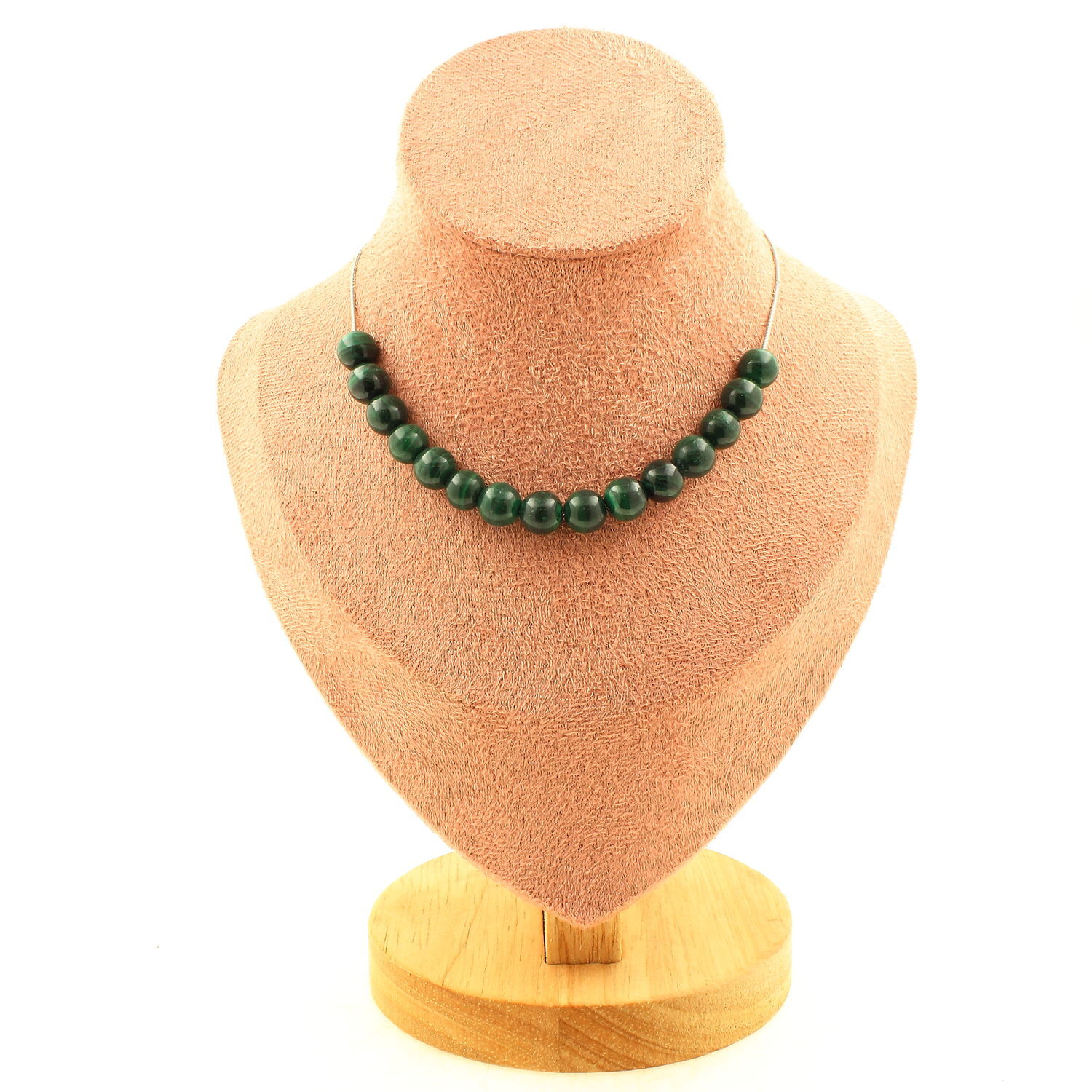 Collier en Perles Malachite Naturelle Verte du Congo pour Lithothérapie