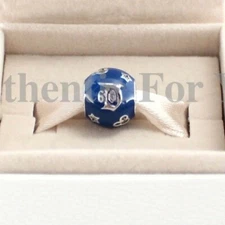 New Disneyland 60th D60 Sparkling Blue Pandora Sterling Silver Charm Bead