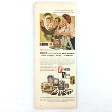 1959 WIZARD PAINT Vintage Print Ad - Western Auto - Couple Painting Home Mirror