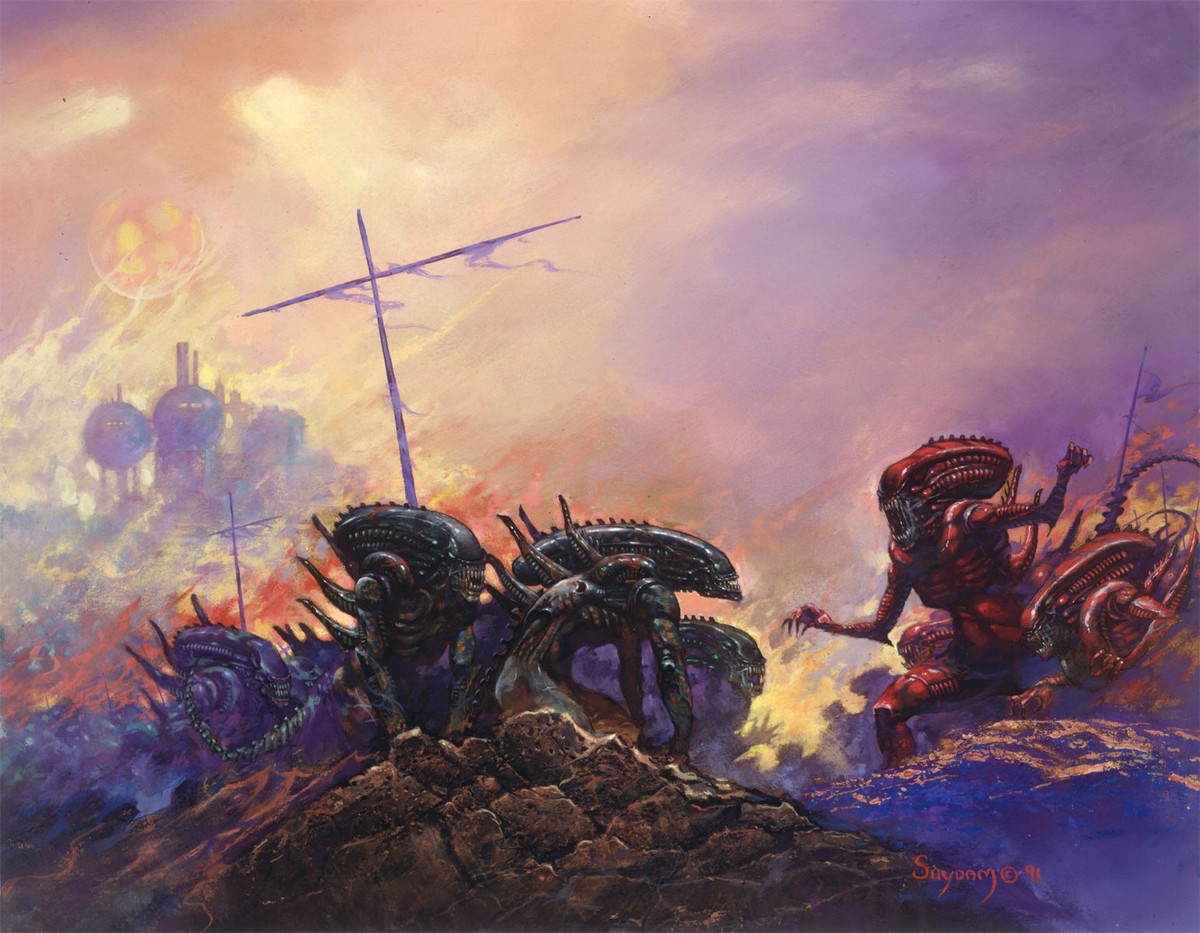 ARTHUR SUYDAM, ALIEN print, Red vs Black Aliens, Terror