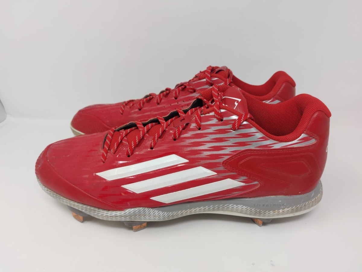 Adidas PowerAlley Low Baseball Cleats Red Silver S84760 Size Men's US 14